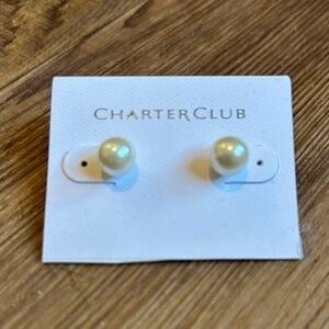 Charter Club Pearl Stud Earrings in Ivory